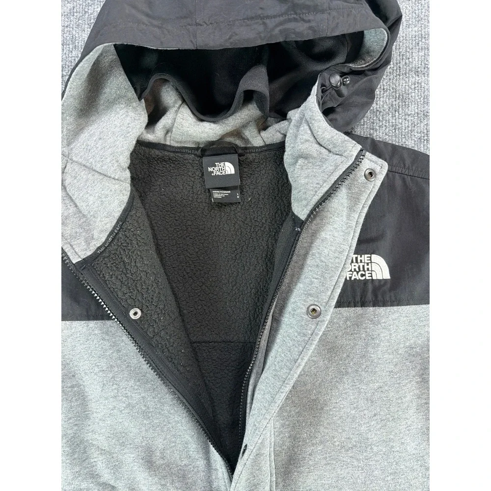 The North Face Mens Grey Black Highrail Hybrid Fleece Hoodie Jacket L Gorpcore